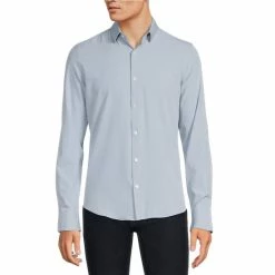 Best deal 🎁 Murano Slim-Fit Solid Performance Stretch Long-Sleeve Woven 👕 Shirt Charcoal 🧨 -Murano Shop unnamed file 299