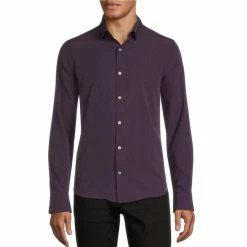 Best deal 🎁 Murano Slim-Fit Solid Performance Stretch Long-Sleeve Woven 👕 Shirt Charcoal 🧨 -Murano Shop unnamed file 300