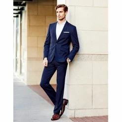 Hot Sale ⌛ Murano Wardrobe Essentials Long-Sleeve Slim-Fit Textured Spread-Collar Sportshirt Dark Navy 🔥 -Murano Shop unnamed file 402