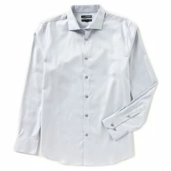 Hot Sale ⌛ Murano Wardrobe Essentials Long-Sleeve Slim-Fit Textured Spread-Collar Sportshirt Dark Navy 🔥 -Murano Shop unnamed file 407