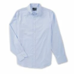 Best Sale 🧨 Murano Wardrobe Essentials Slim-Fit Solid Twill Long-Sleeve Woven 👚 Shirt Light Periwinkle 🔔