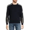 Cheap 👍 Murano Performance Shoulder Stripe Navy Crewneck Sweater 🔔