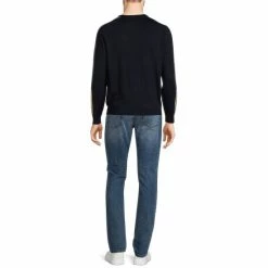 Cheap 👍 Murano Performance Shoulder Stripe Navy Crewneck Sweater 🔔 -Murano Shop unnamed file 470
