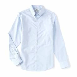Top 10 🎁 Murano Slim-Fit Solid Long-Sleeve Woven 👕 Shirt Light Blue ✨