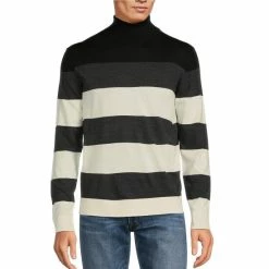 Coupon 🎉 Murano Performance Colorblock Stripe Turtleneck Sweater Black 👍