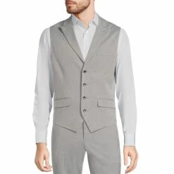 New 👍 Murano Big & Tall Wardrobe Essentials Shawl Suit Separates Vest Light Grey 👏