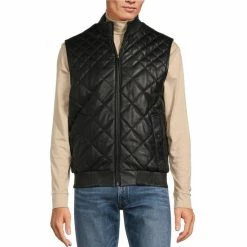 Outlet 💯 Murano Quilted Diamond Leather Vest Black 🛒