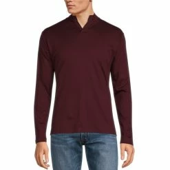 Coupon 🔥 Murano Liquid Luxury Interlock Open Mock Neck Long-Sleeve Tee Black 😀