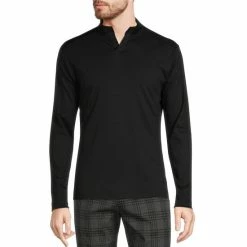 Coupon 🔥 Murano Liquid Luxury Interlock Open Mock Neck Long-Sleeve Tee Black 😀 -Murano Shop unnamed file 768