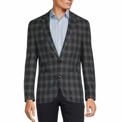 Outlet ⭐ Murano Slim-Fit Blue Plaid Suit Separates Blazer 🎁