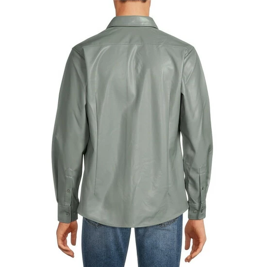 Best Sale ๐ Murano Electric Jungle Collection Slim-Fit Faux Leather ๐ Shirt Jacket Sage ๐ 2 Best Sale ๐ Murano Electric Jungle Collection Slim-Fit Faux Leather ๐ Shirt Jacket Sage ๐ - Image 2