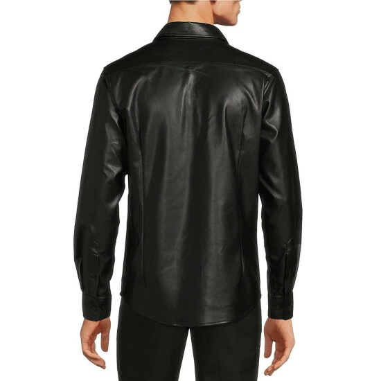 Best Sale ๐ Murano Electric Jungle Collection Slim-Fit Faux Leather ๐ Shirt Jacket Sage ๐ 6 Best Sale ๐ Murano Electric Jungle Collection Slim-Fit Faux Leather ๐ Shirt Jacket Sage ๐ - Image 6