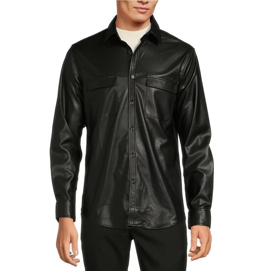 Best Sale ๐ Murano Electric Jungle Collection Slim-Fit Faux Leather ๐ Shirt Jacket Sage ๐ 7 Best Sale ๐ Murano Electric Jungle Collection Slim-Fit Faux Leather ๐ Shirt Jacket Sage ๐ - Image 7