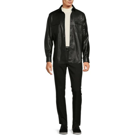 Best Sale ๐ Murano Electric Jungle Collection Slim-Fit Faux Leather ๐ Shirt Jacket Sage ๐ 8 Best Sale ๐ Murano Electric Jungle Collection Slim-Fit Faux Leather ๐ Shirt Jacket Sage ๐ - Image 8