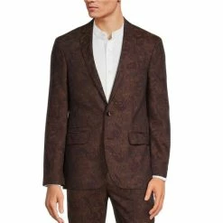 Promo ⭐ Murano Slim-Fit Jacquard Paisley Blazer Burgundy 💯