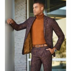 Promo ⭐ Murano Slim-Fit Jacquard Paisley Blazer Burgundy 💯 -Murano Shop unnamed file 822