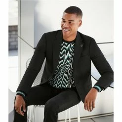 Best Pirce ⭐ Murano Electric Jungle Collection Slim-Fit Tonal Leopard Jacquard Suit Separates Blazer Black 🥰 -Murano Shop unnamed file 848