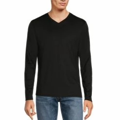 New ⭐ Murano Liquid Luxury Slim-Fit Jersey Long-Sleeve V-Neck Tee Dark Copper 👏 -Murano Shop unnamed file 860