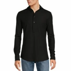 Wholesale 🤩 Murano Liquid Luxury Slim-Fit Long Sleeve Polo 👚 Shirt Dark Navy 😍