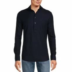 Wholesale 🤩 Murano Liquid Luxury Slim-Fit Long Sleeve Polo 👚 Shirt Dark Navy 😍 -Murano Shop unnamed file 884