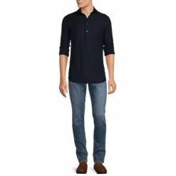 Wholesale 🤩 Murano Liquid Luxury Slim-Fit Long Sleeve Polo 👚 Shirt Dark Navy 😍 -Murano Shop unnamed file 886