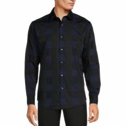 Promo ✨ Murano Buffalo Plaid Long-Sleeve Woven 👕 Shirt Black 🛒 -Murano Shop unnamed file 900