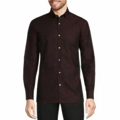 Top 10 💯 Murano Tonal Paisley Print Long-Sleeve Woven 👕 Shirt Burgundy 😍 -Murano Shop unnamed file 918