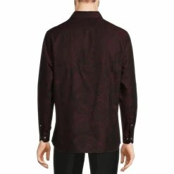 Top 10 💯 Murano Tonal Paisley Print Long-Sleeve Woven 👕 Shirt Burgundy 😍 -Murano Shop unnamed file 919