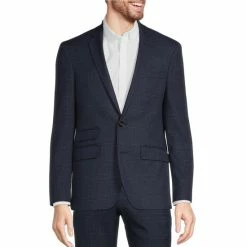 Best Sale 😍 Murano Slim-Fit Plaid Suit Separates Blazer Navy 🎉