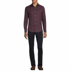 Best Sale 🔔 Murano Slim-Fit Medallion Print Performance Stretch Long-Sleeve Woven 👚 Shirt Red 🌟 -Murano Shop unnamed file 970